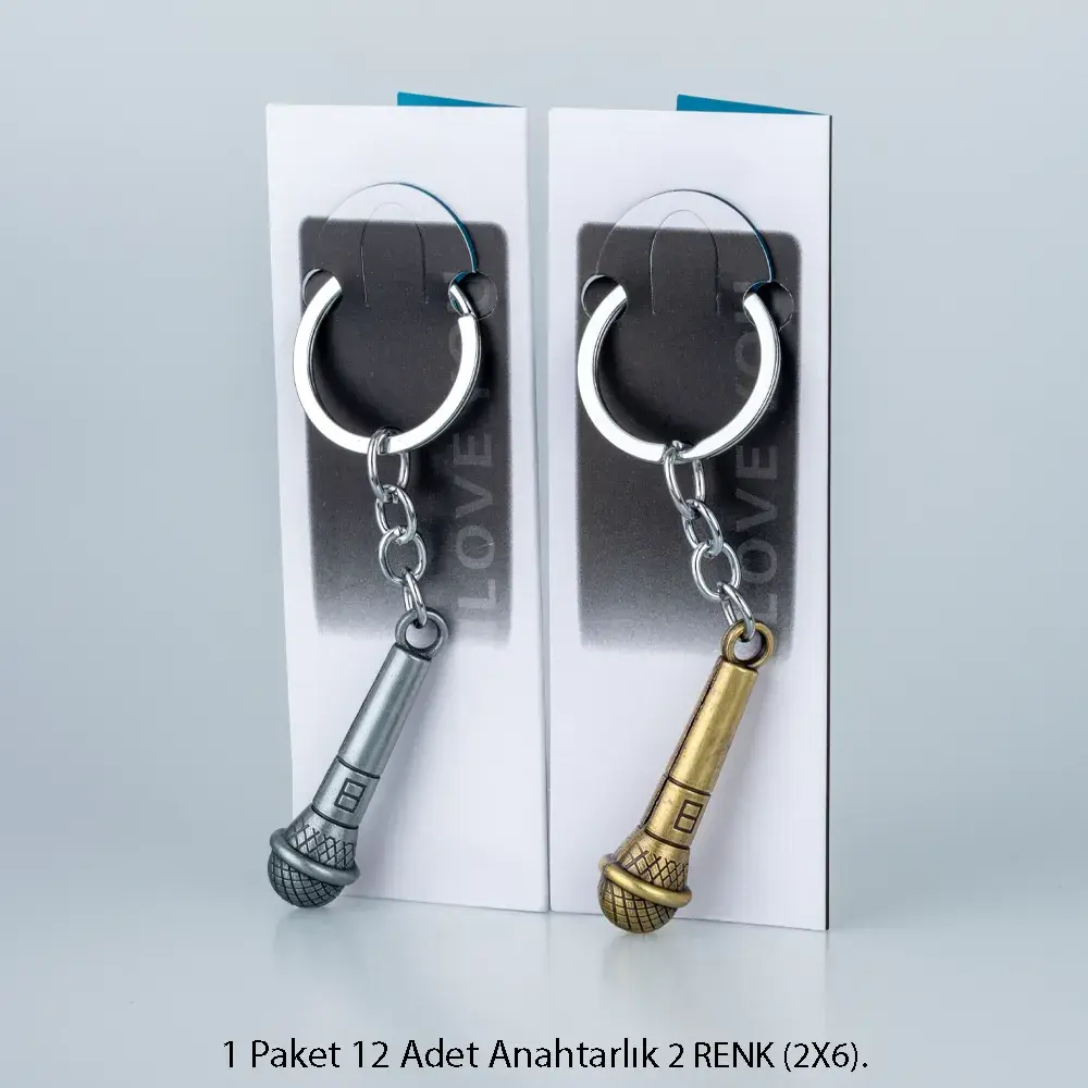 Toptan Anahtarlık Seti Metal Mikrofon 12'li Paket
