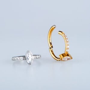 Piercing Çelik Halka Segment Elips Taş