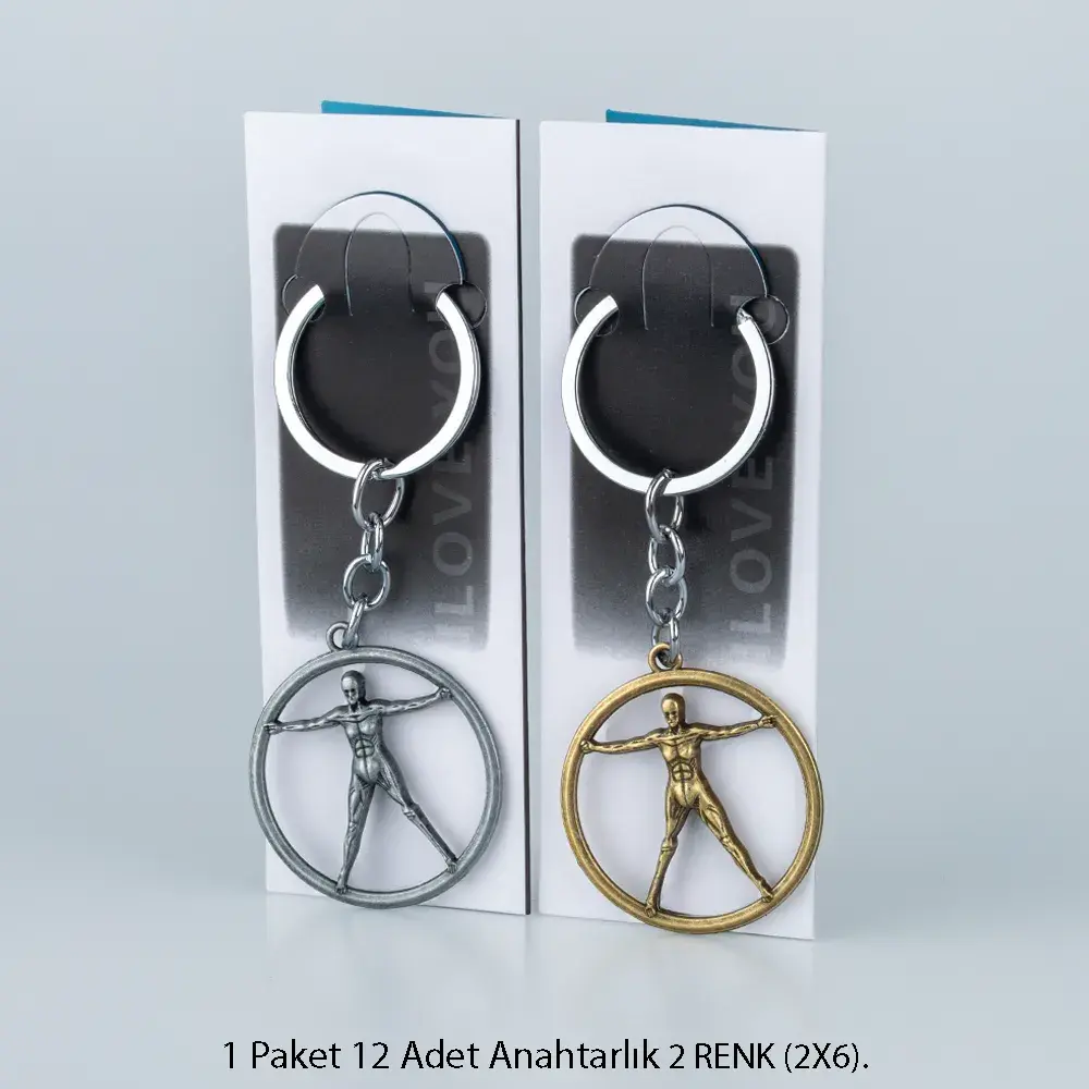 Toptan Anahtarlık Seti Vitruvius Adamı 12'li Paket