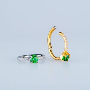 Piercing Çelik Halka Segment Yuvarlak Taş