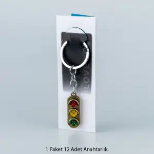 Toptan Anahtarlık Seti Metal Trafik Lambası 12'li Paket