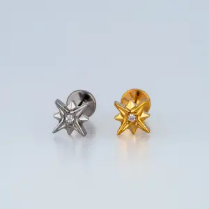 Piercing G23 Titanyum Tragus Kuzey Yıldızı Beyaz 8mm