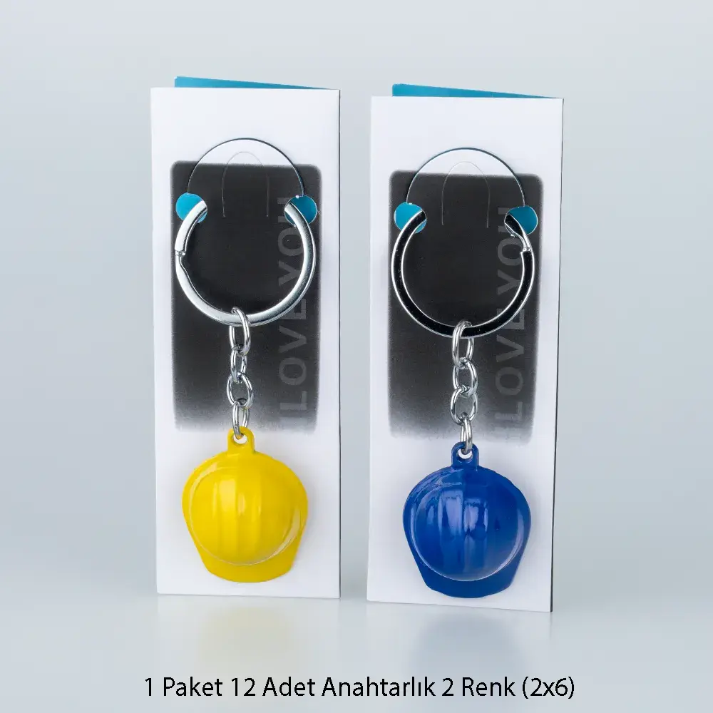 Toptan Anahtarlık Seti Metal Baret 12'li Paket