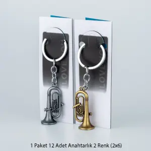 Toptan Anahtarlık Seti Metal Tuba 12'li Paket