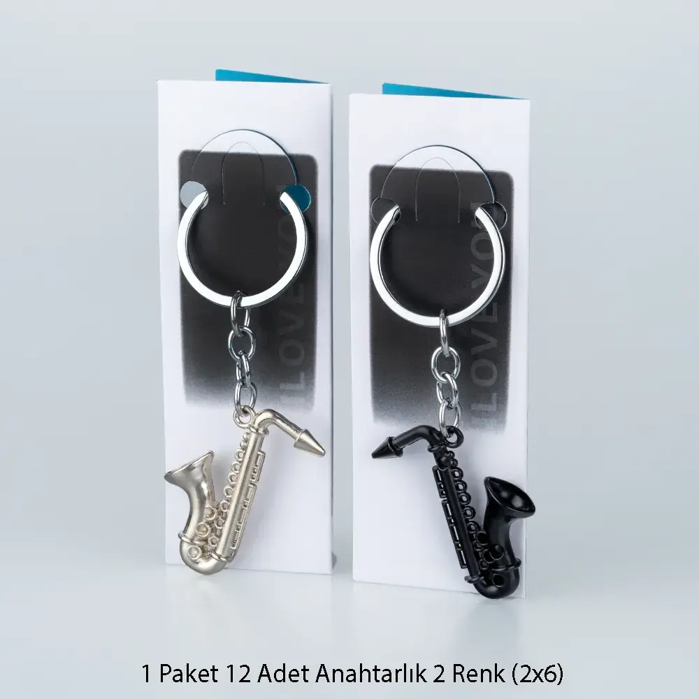 Toptan Anahtarlık Seti Metal Saksofon 12'li Paket