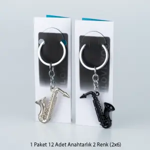 Toptan Anahtarlık Seti Metal Saksofon 12'li Paket