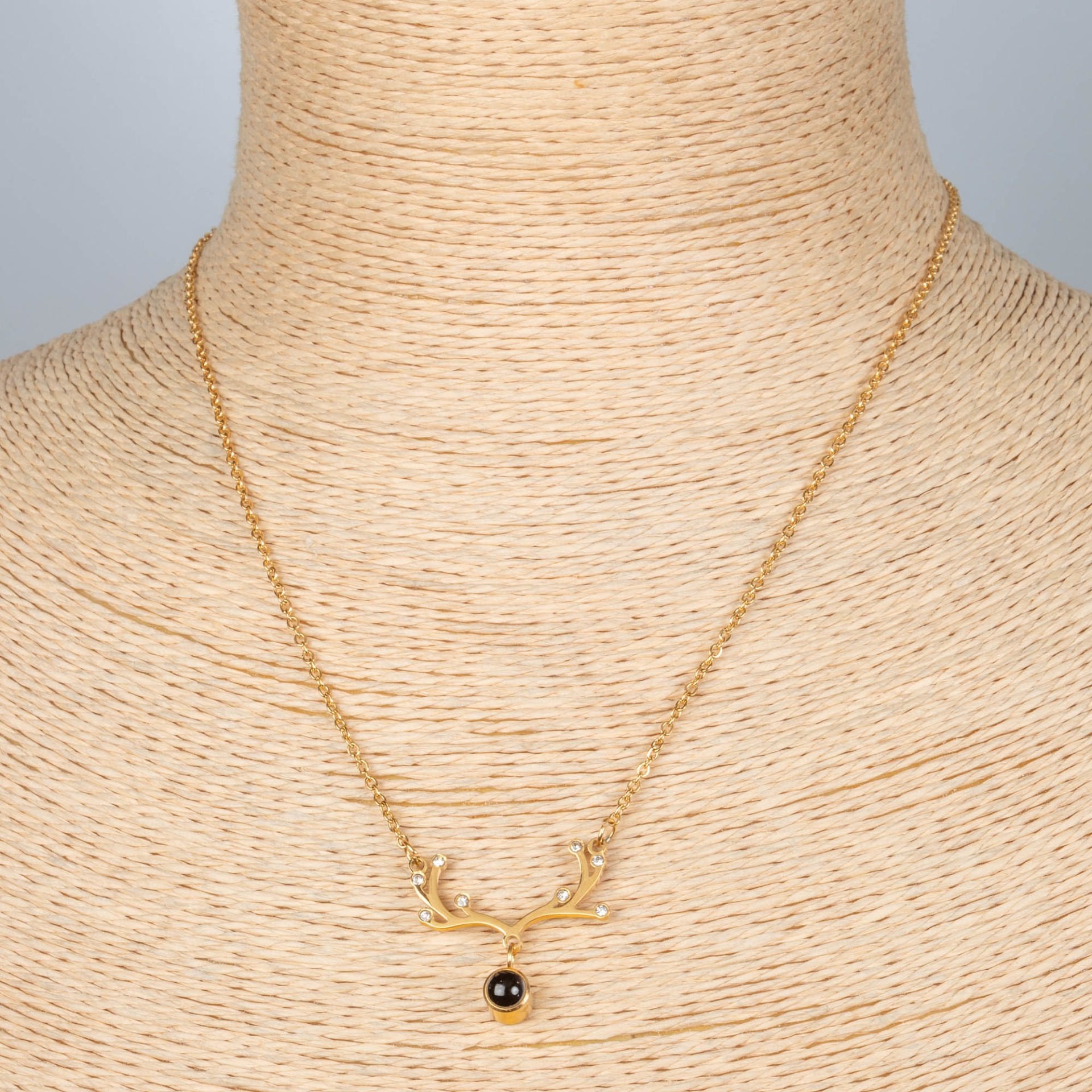 Çelik Geyik Kolye  Zincir 40cm