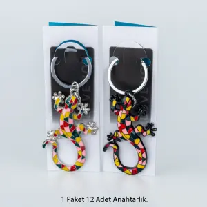 Toptan Anahtarlık Seti Mozaik Kertenkele 12'li