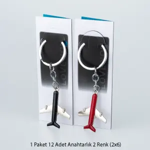 Toptan Anahtarlık Seti Metal Uçak 12'li Paket