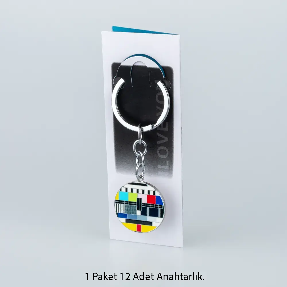 Toptan Anahtarlık Seti TV Test Deseni 12'li Paket