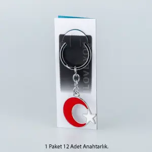 Toptan Anahtarlık Seti Metal Ay Yıldız 12'li