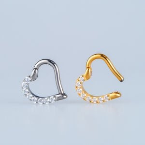 Piercing Çelik Halka Segment Kalp Sarı