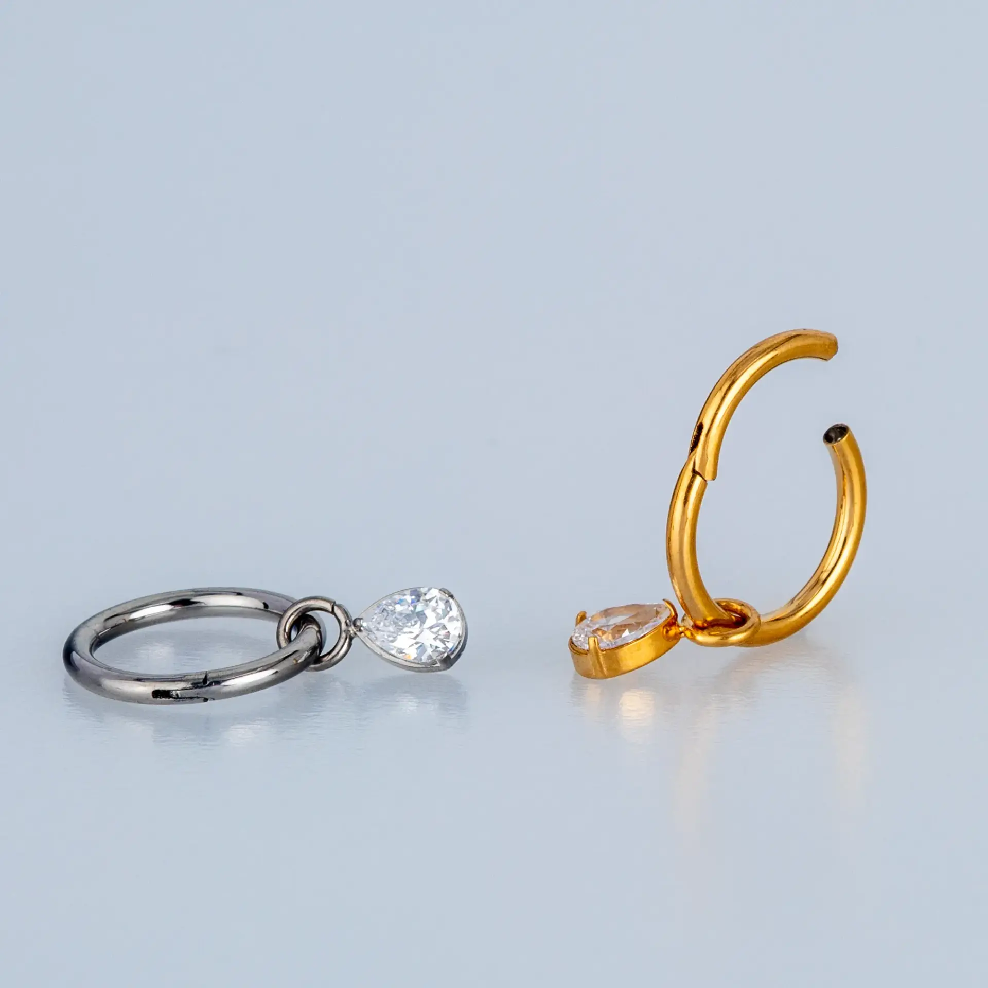 Piercing Titanyum Segment Halka Damla Taş