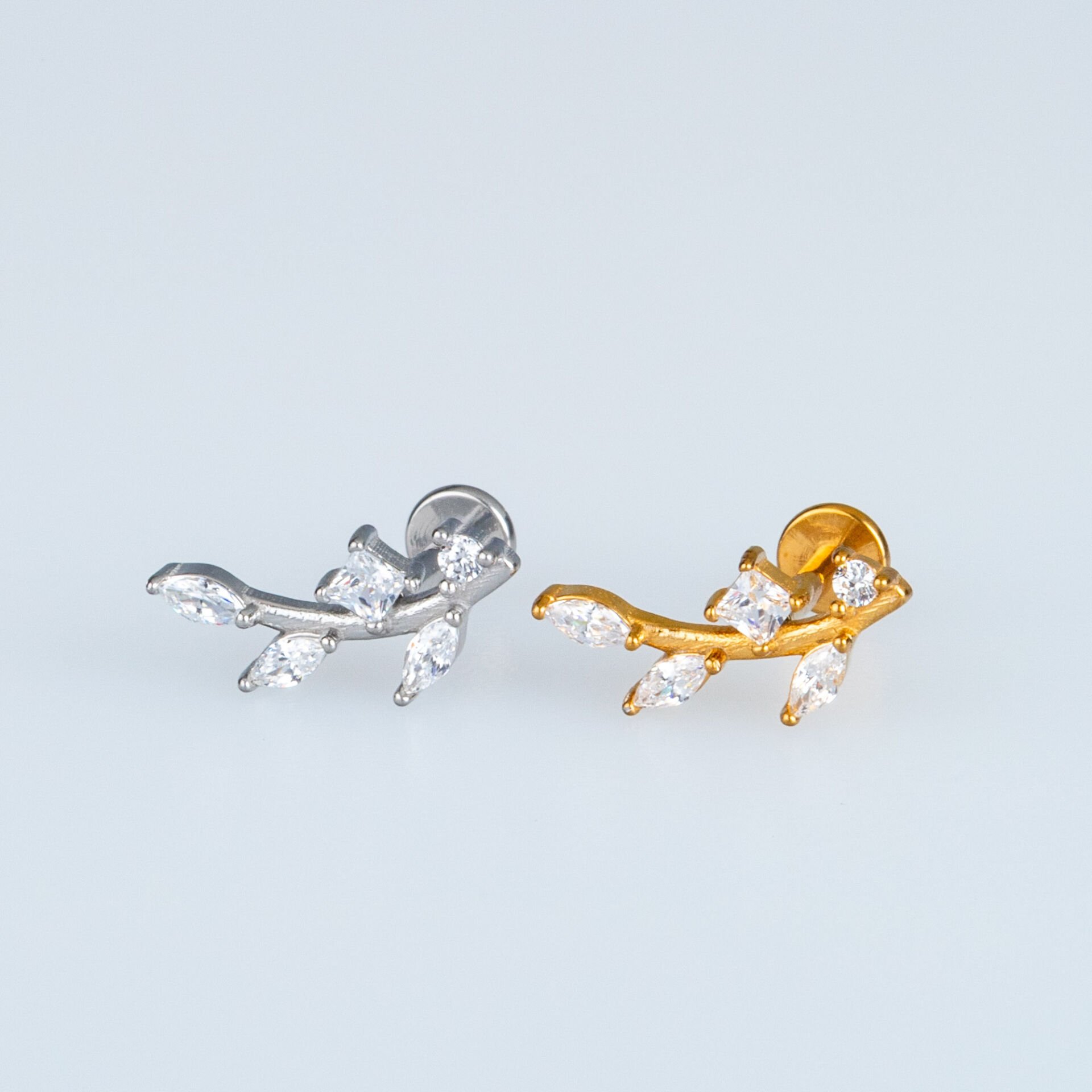 Piercing Çelik Tragus Taşlı Dal