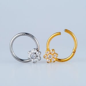 Piercing Çelik Halka Segment Çiçek Sarı