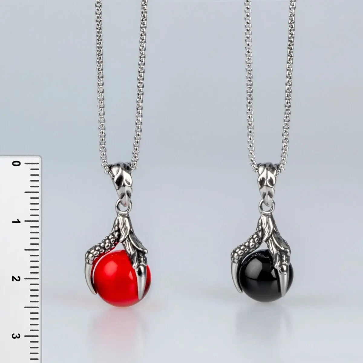 Toptan Doğal Taşlı Gotik Çelik Pençe Erkek Kolye - Vos Toptan