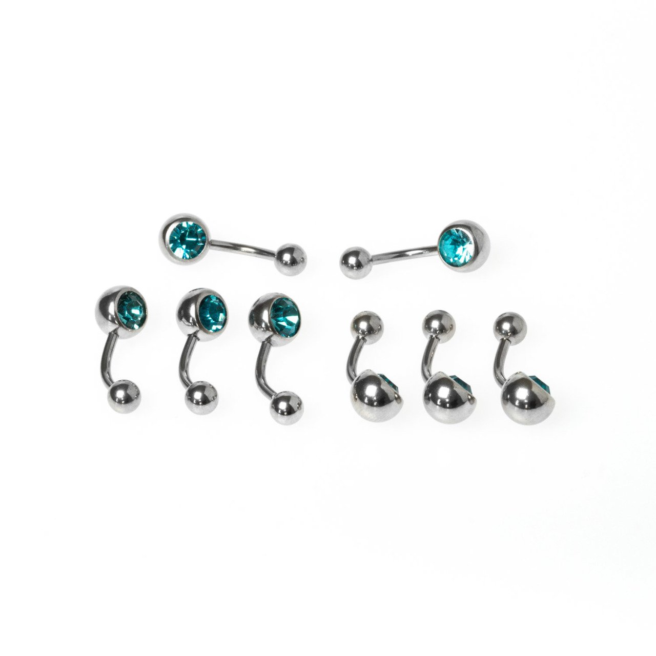 Toptan 316L Çelik Piercing Göbek Renli Taşlı İlk Delim 10mm. Renk 10