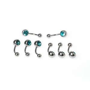 Toptan 316L Çelik Piercing Göbek Renli Taşlı İlk Delim 10mm. Renk 10