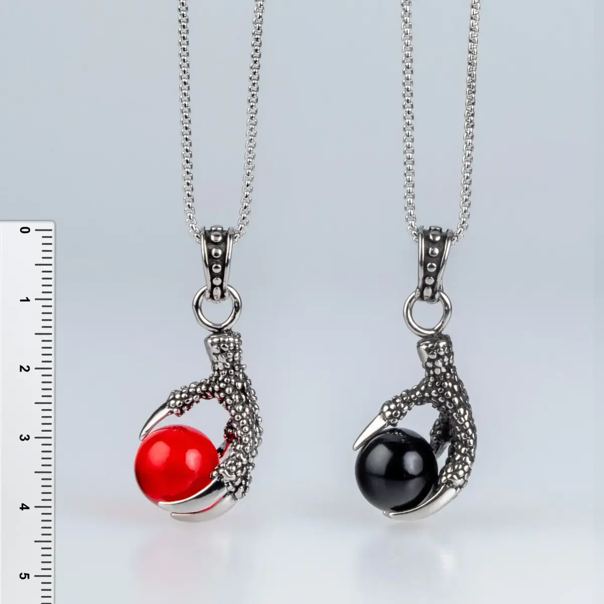 Toptan Doğal Taşlı Gotik Çelik Pençe Erkek Kolye