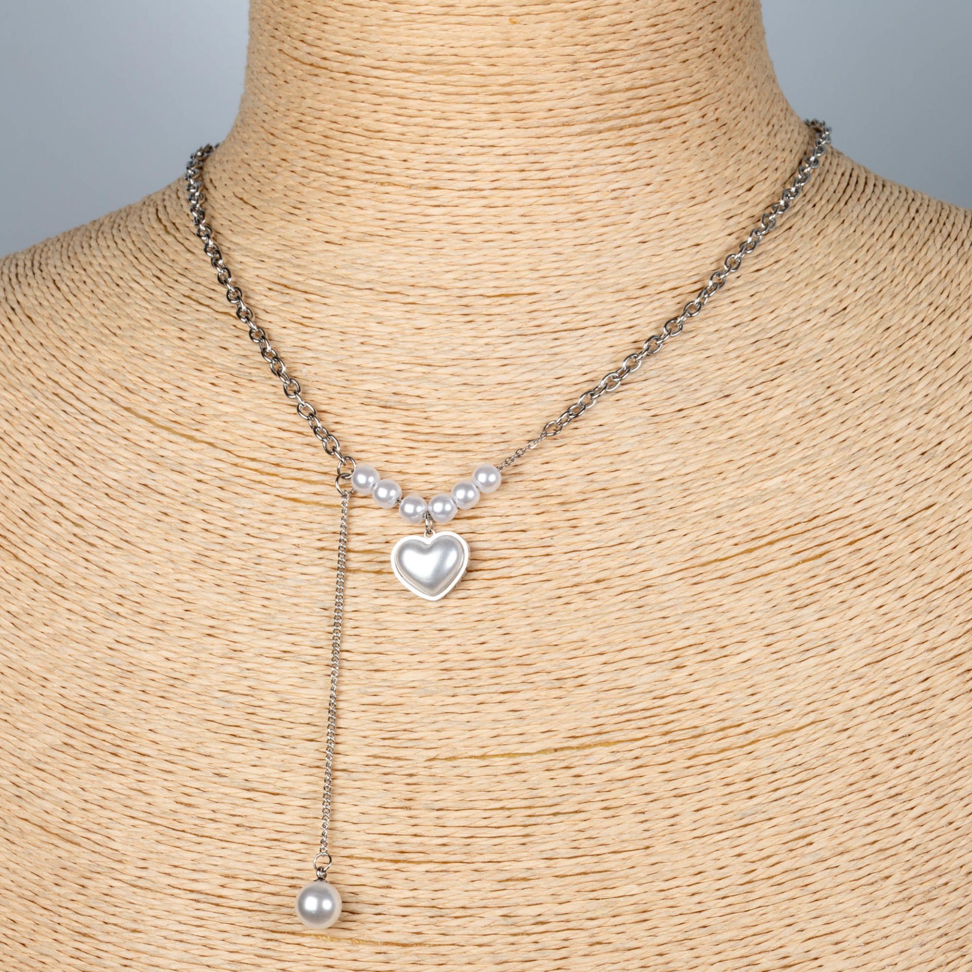 Çelik Kolye Kalp Zincir 40cm