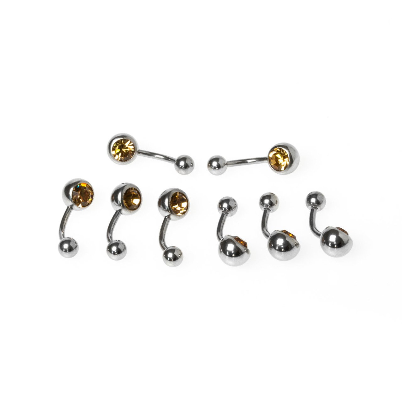 Toptan 316L Çelik Piercing Göbek Renli Taşlı İlk Delim 10mm. Renk 12