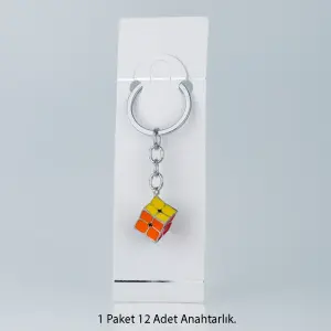 Toptan Anahtarlık Seti Metal Zeka Küpü 12'li Paket