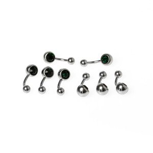 Toptan 316L Çelik Piercing Göbek Renli Taşlı İlk Delim 10mm. Renk 13