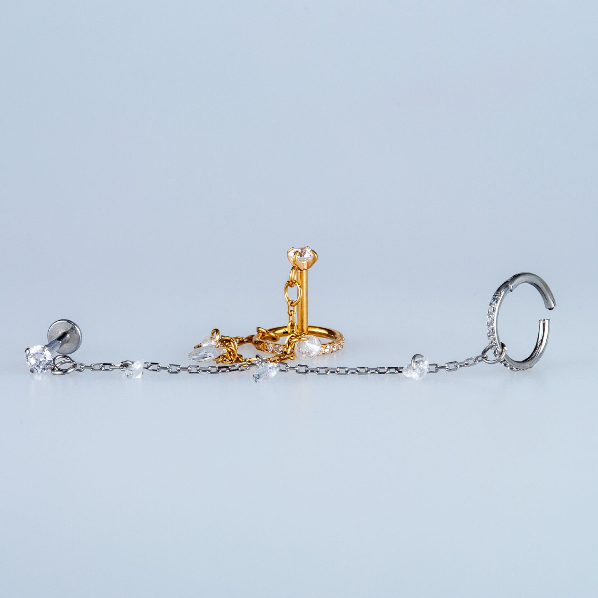 Piercing Çelik Halka Segment Helix Kıkırdak Beyaz