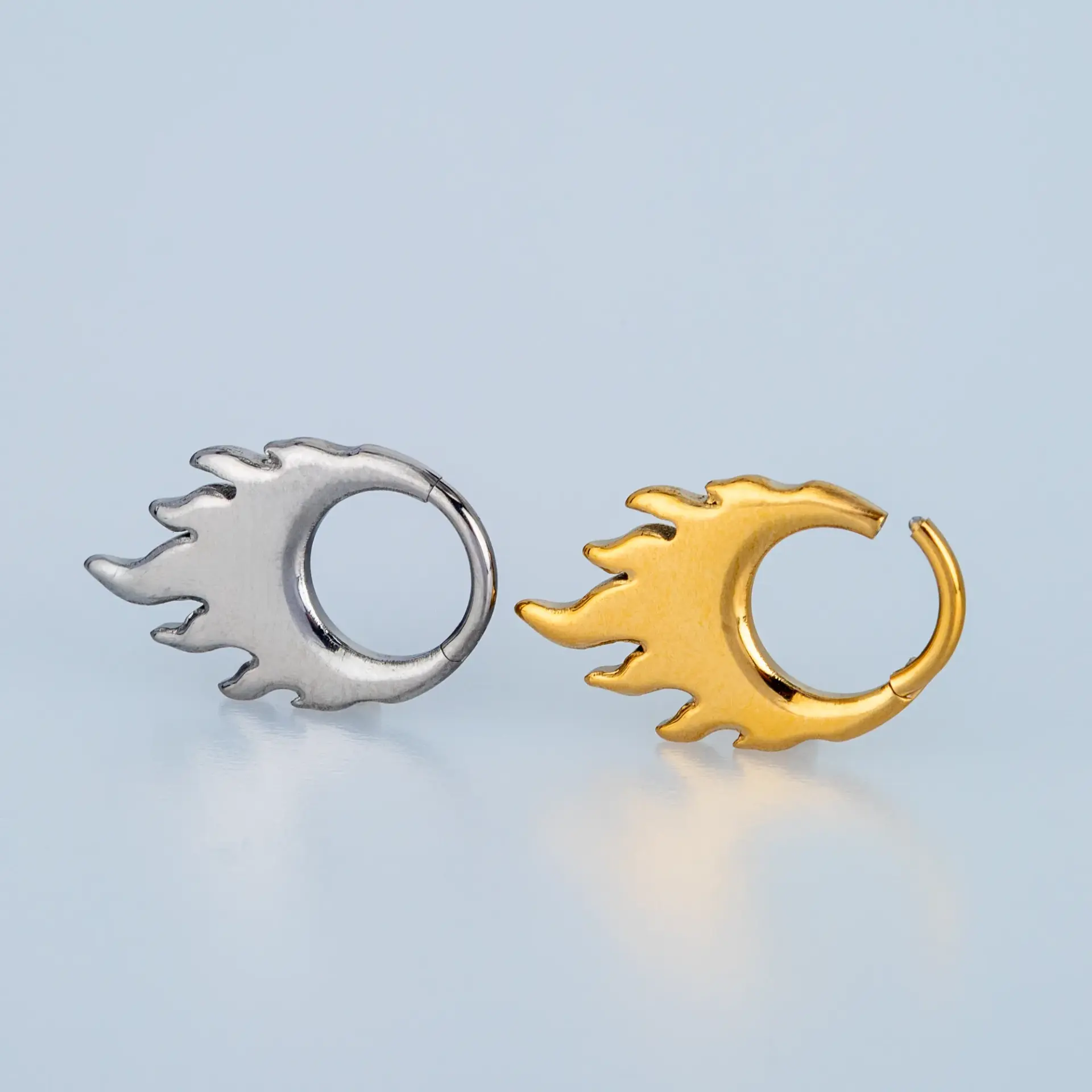 Piercing Titanyum Segment Halka Alev Sarı 8mm