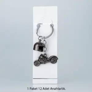 Toptan Anahtarlık Seti Kasklı Motosiklet 12'li Paket