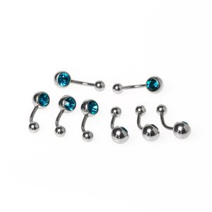 Toptan 316L Çelik Piercing Göbek Renli Taşlı İlk Delim 10mm. Renk 3