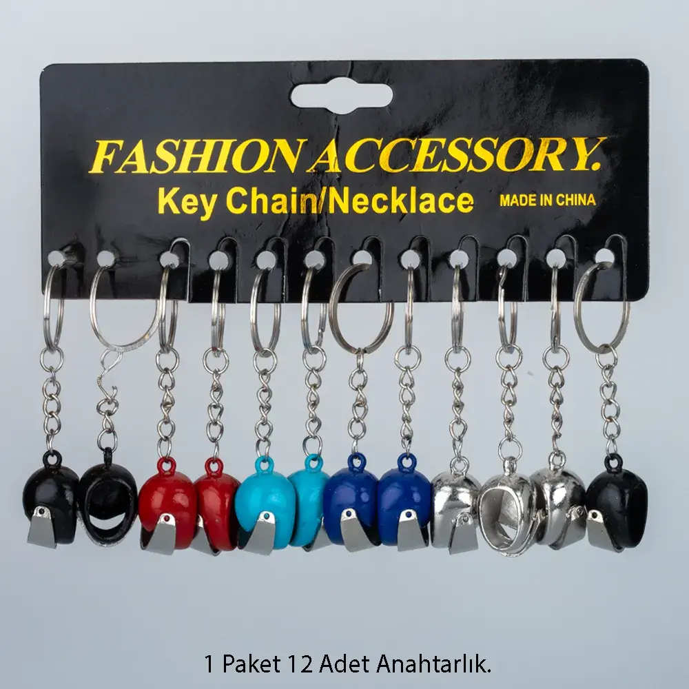 Toptan Anahtarlık Seti Metal Kask 12'li Paket