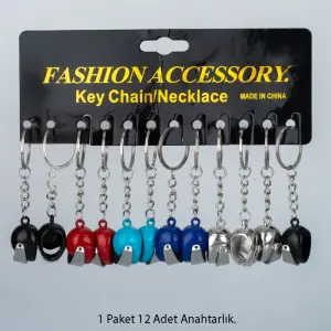 Toptan Anahtarlık Seti Metal Kask 12'li Paket