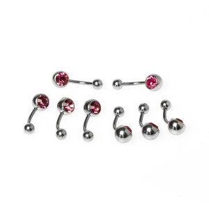 Toptan 316L Çelik Piercing Göbek Renli Taşlı İlk Delim 10mm. Renk 4