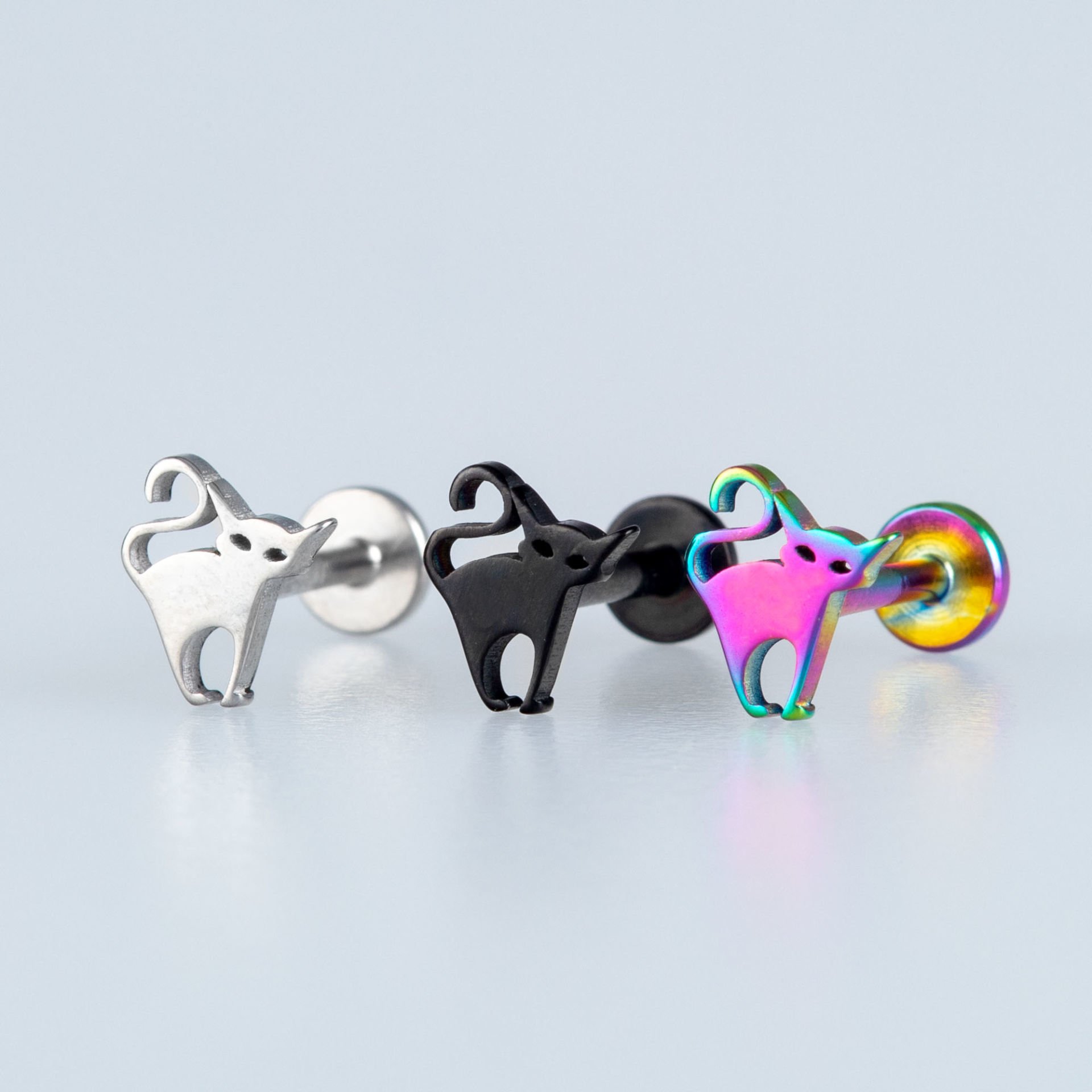 Toptan 316L Çelik Piercing Tragus Kedi