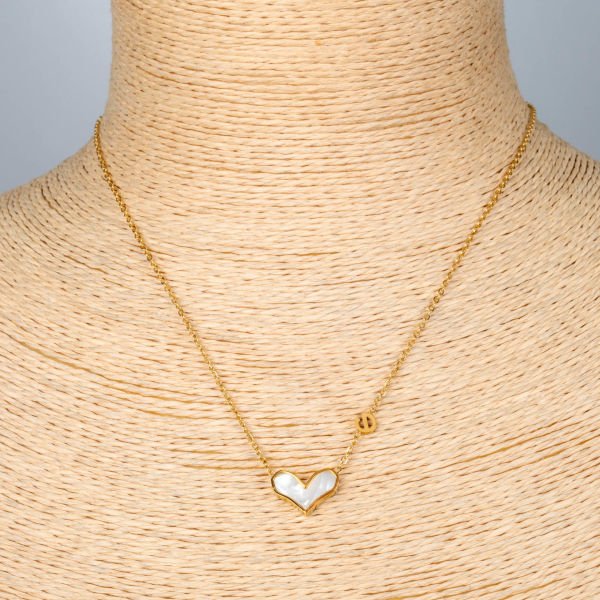 Steel Necklace Heart Chain 40cm 2 Color Options Yellow