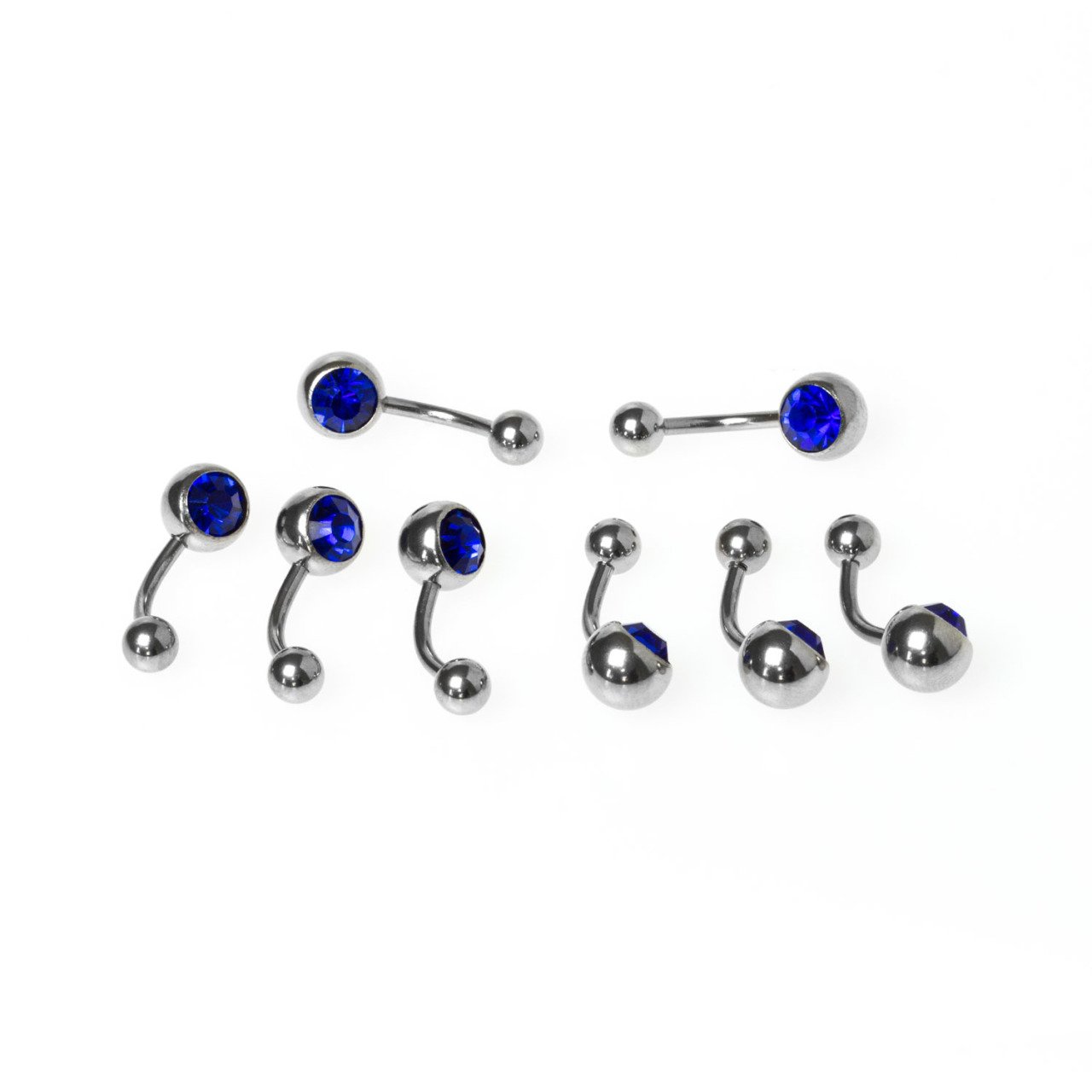 Toptan 316L Çelik Piercing Göbek Renli Taşlı İlk Delim 10mm. Renk 5