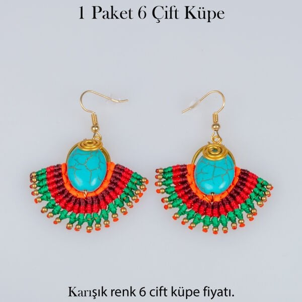 Pirinç Makrome Küpe 1 paket 6 Çift