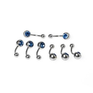 Toptan 316L Çelik Piercing Göbek Renli Taşlı İlk Delim 10mm. Renk 6
