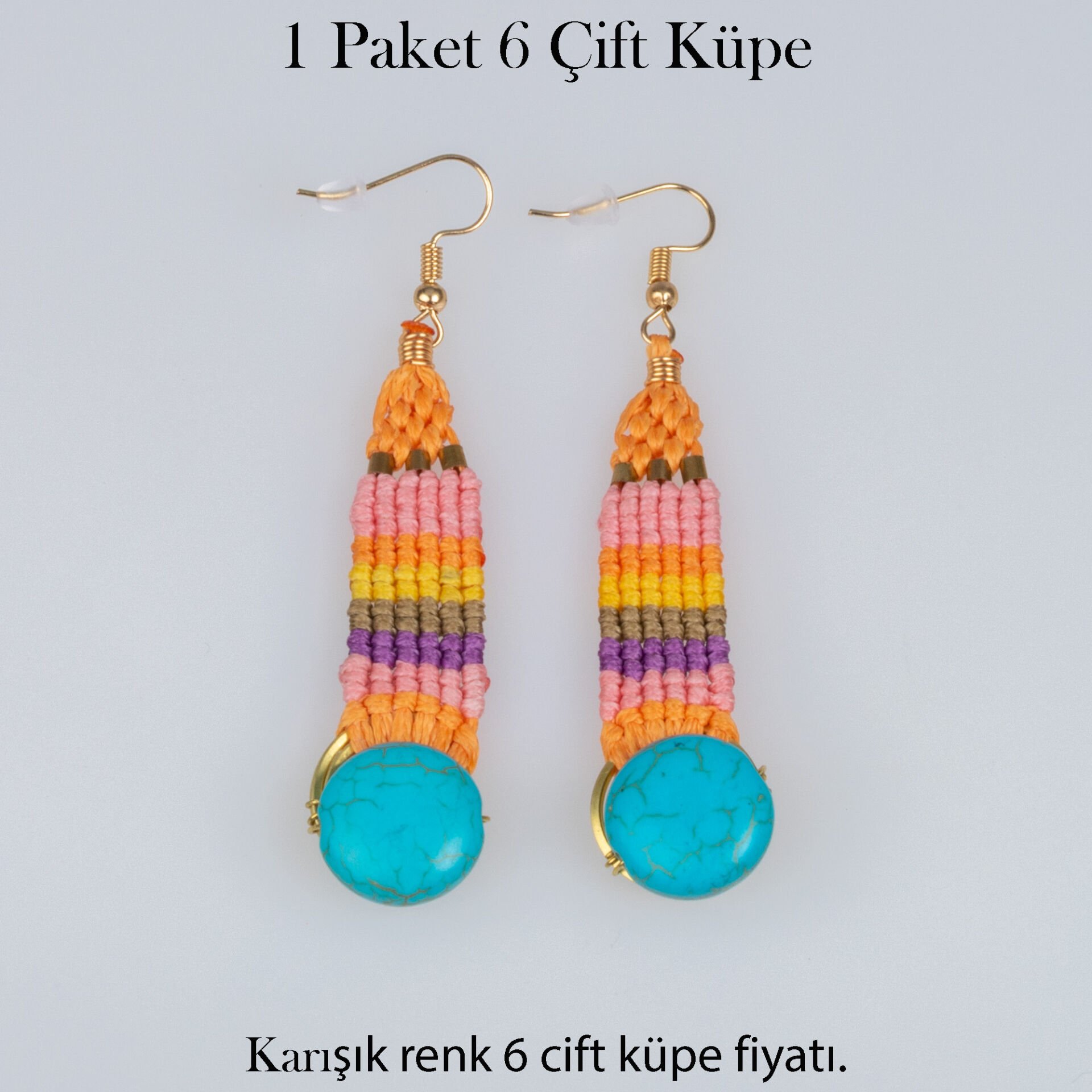 Pirinç Makrome Küpe 1 paket 6 Çift