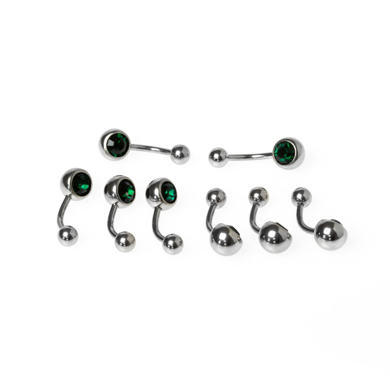 Toptan 316L Çelik Piercing Göbek Renli Taşlı İlk Delim 10mm. Renk 7