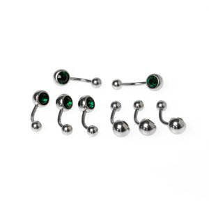 Toptan 316L Çelik Piercing Göbek Renli Taşlı İlk Delim 10mm. Renk 7