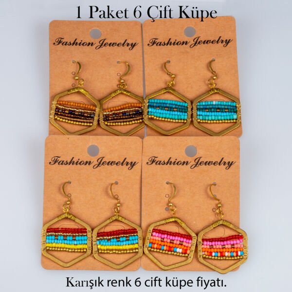 Pirinç Butik Küpe 1 paket 6 Çift