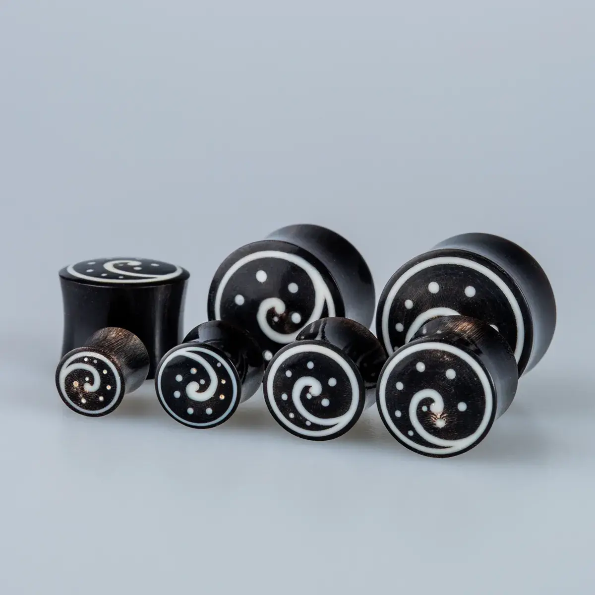 Toptan Organik Boynuz Spiral Desenli Tünel Plug Piercing 7li Set Vos Etnik Takı