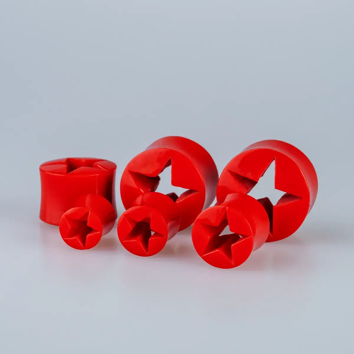 Toptan Reçine İçi Yıldız Boşluklu Tünel Piercing 6lı Set Vos Etnik Takı