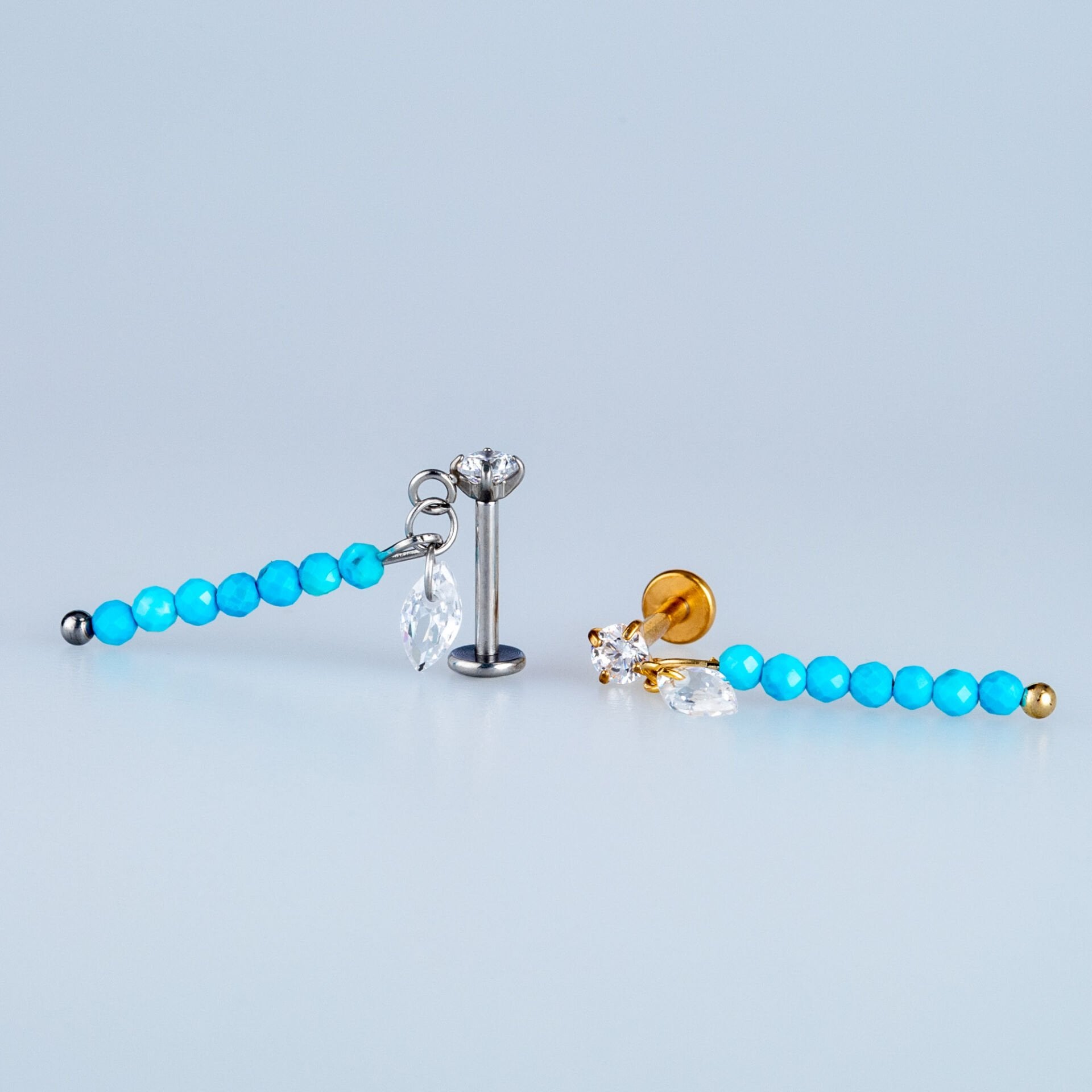 Piercing Çelik Labret Sallantılı Helix Kıkırdak Sarı