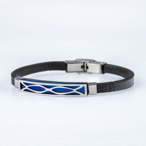 Men's Faux Leather Steel Bracelet