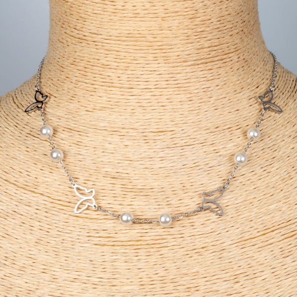 Çelik Kolye Kelebek Zincir 40cm