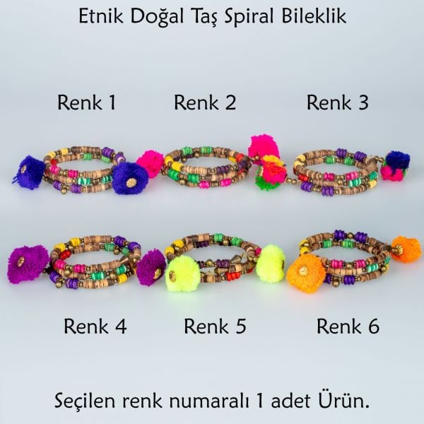 Etnik Doğal Taş Spiral Bileklik