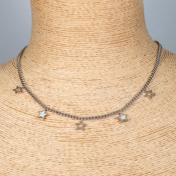 Çelik Kolye Yıldız Zincir 40cm